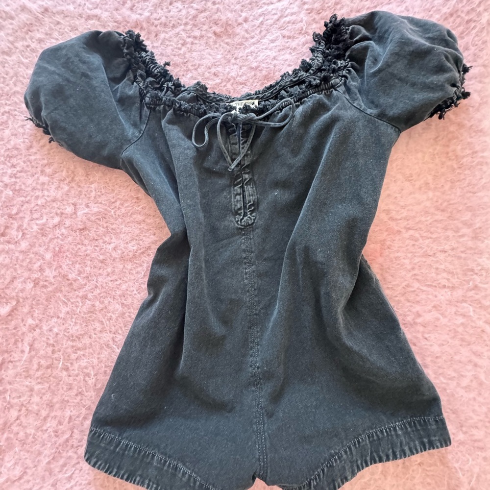 X WE THE FREE DAISY DENIM BABYDOLL ROMPER IN STAR CROSSED